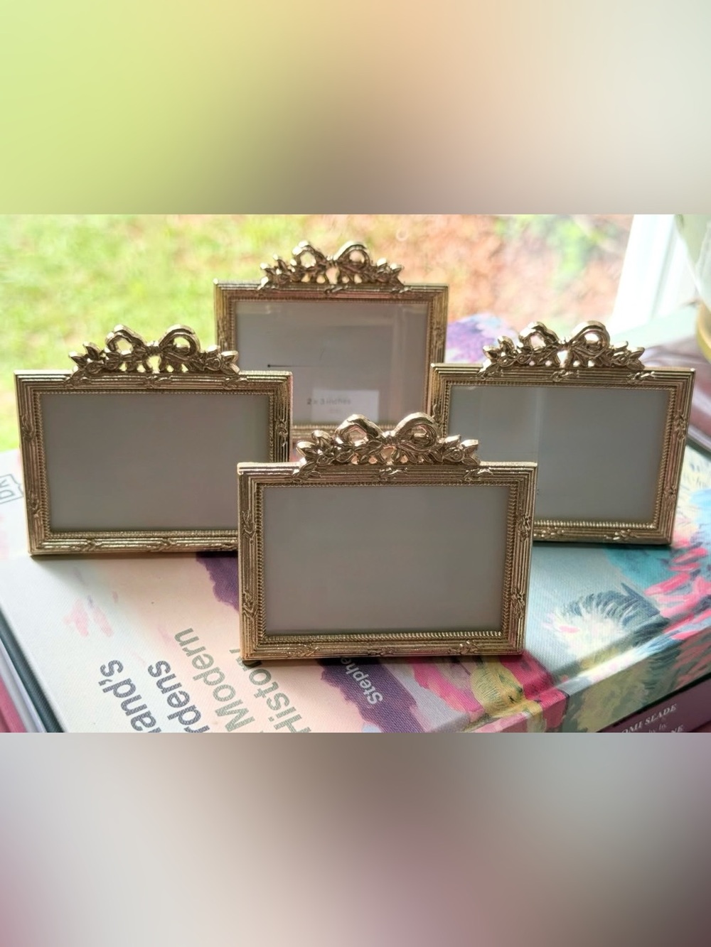 Set of 4 vintage brass bow frames